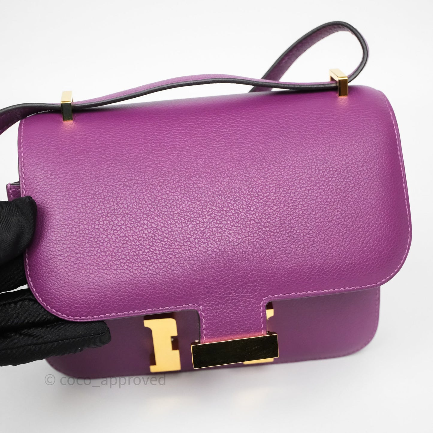 Hermès Constance Mini 18cm Anemone P9 Evercolor Gold Hardware