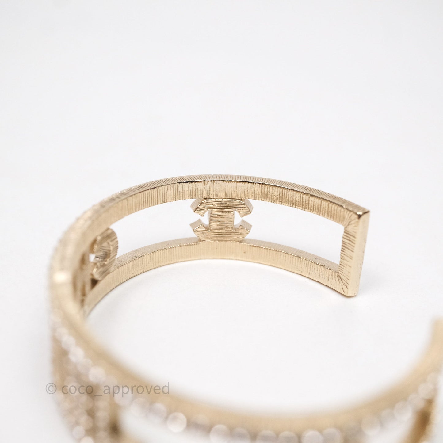 Chanel CC Logo Crystals Bracelet Gold Tone 24K