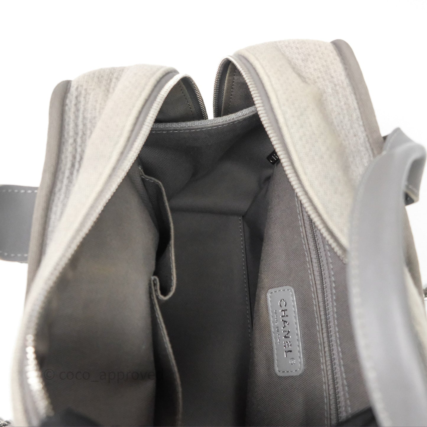 Chanel Deauville Bowling Bag Grey Silver Hardware