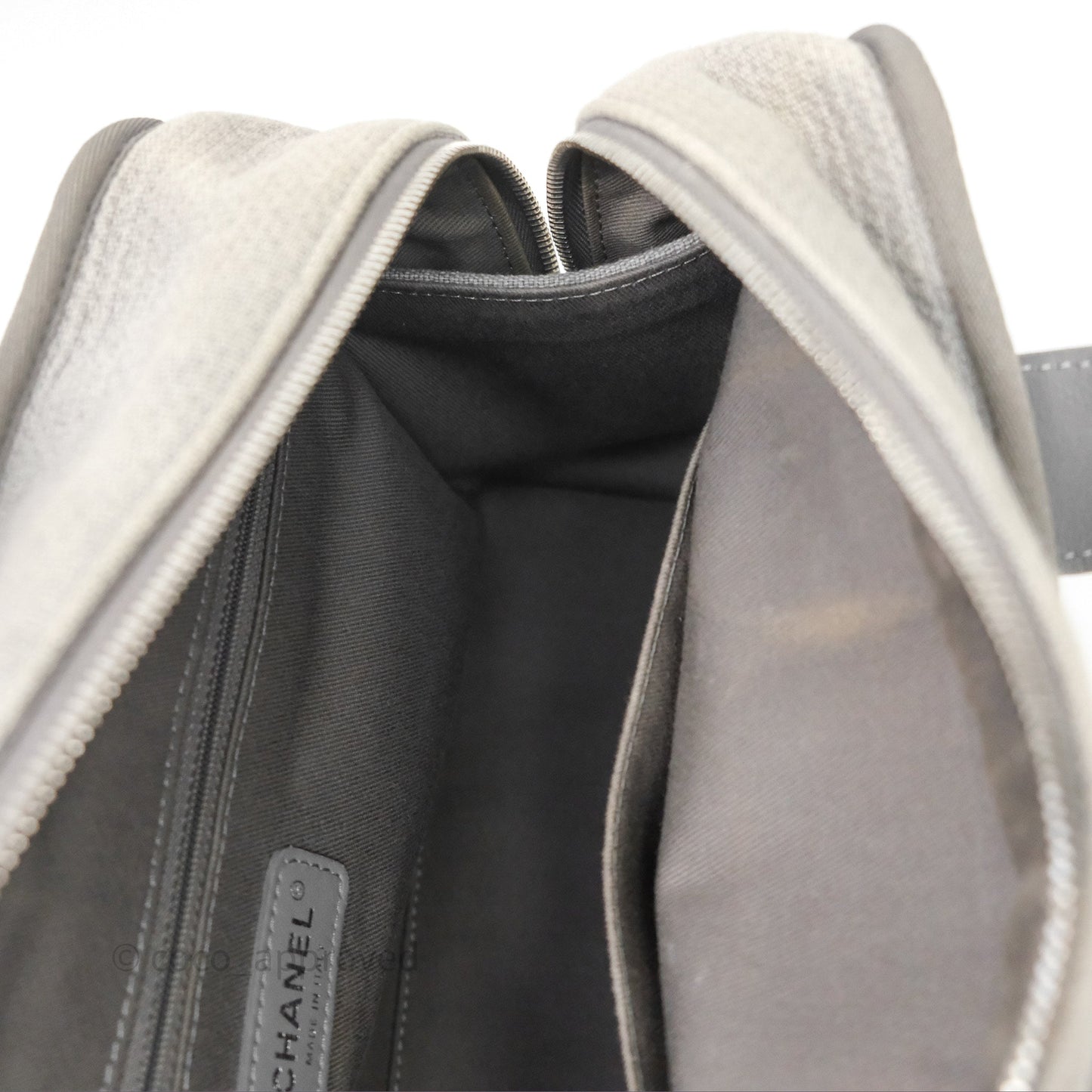 Chanel Deauville Bowling Bag Grey Silver Hardware