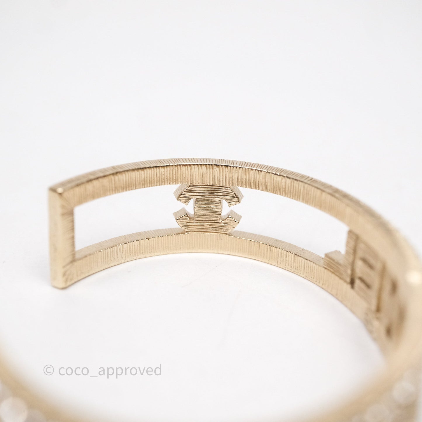 Chanel CC Logo Crystals Bracelet Gold Tone 24K