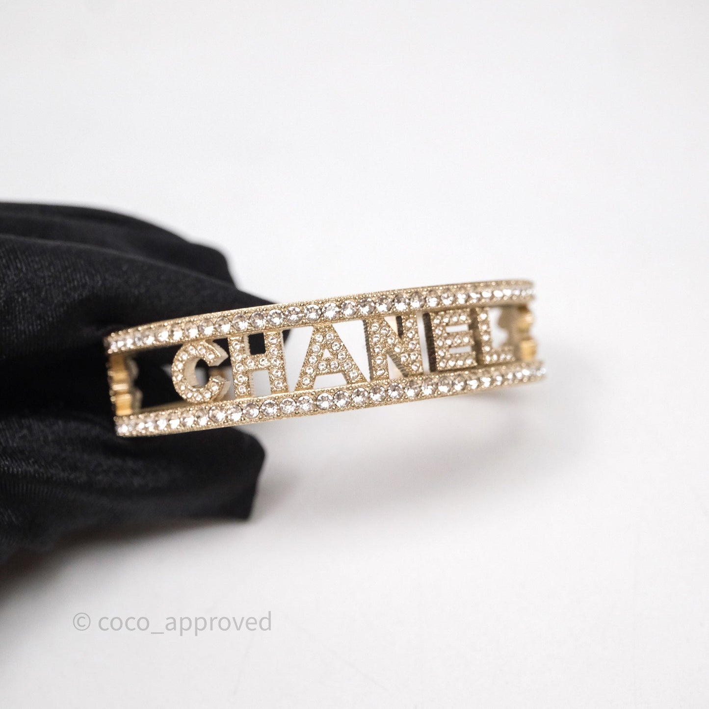 Chanel CC Logo Crystals Bracelet Gold Tone 24K