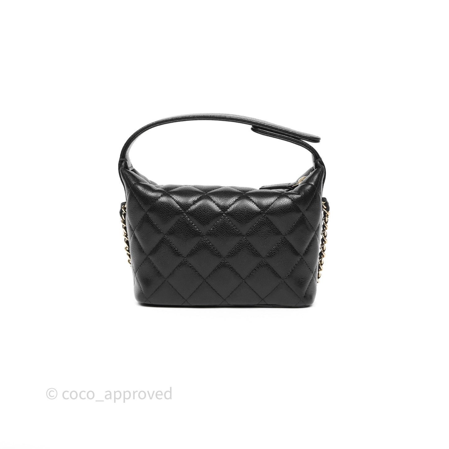 Chanel Quilted Hobo With Chain Black Caviar Gold Hardware