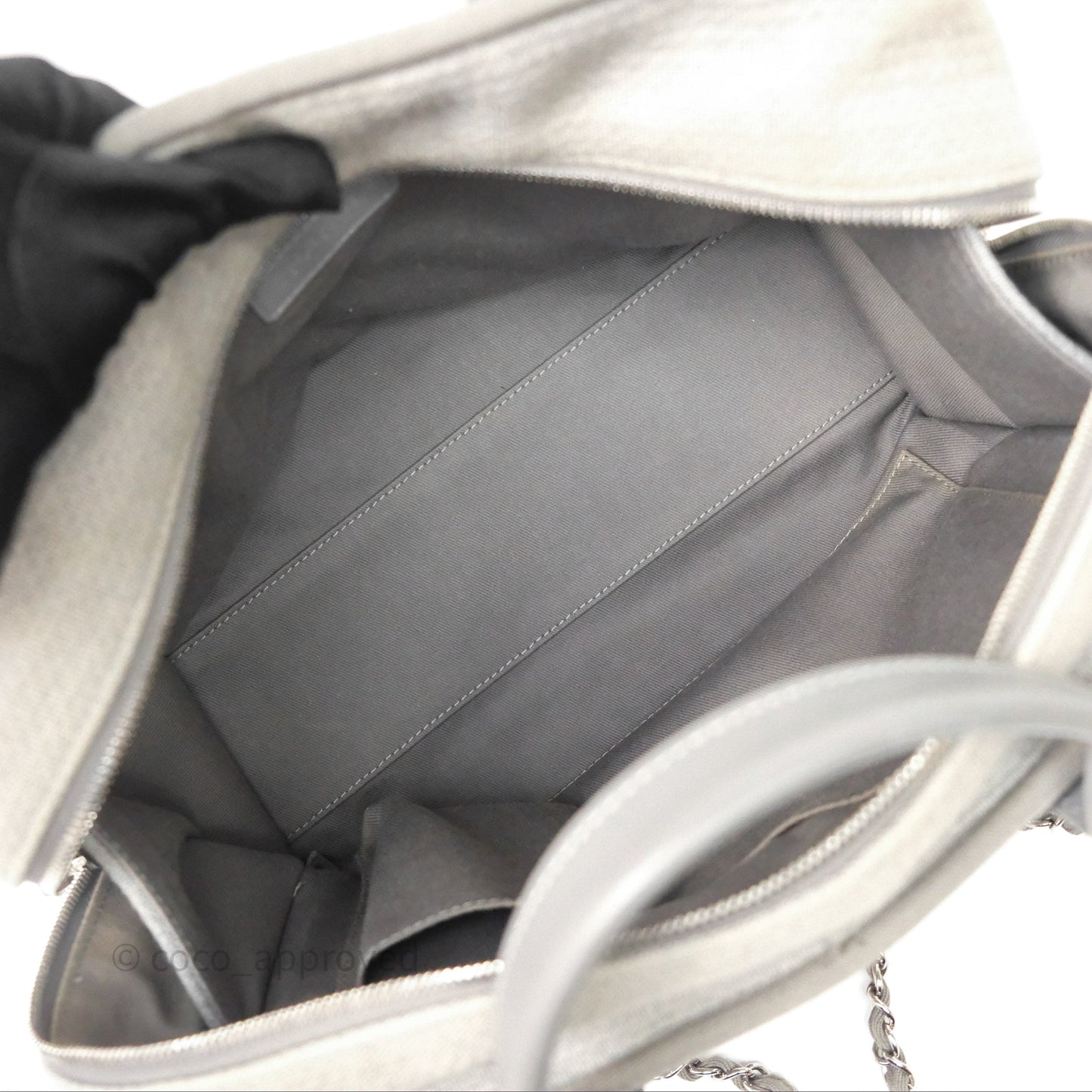 Chanel Deauville Bowling Bag Grey Silver Hardware
