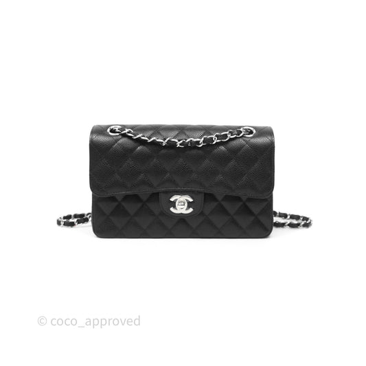 Chanel Small Classic Flap Quilted Black Caviar Silver Hardware