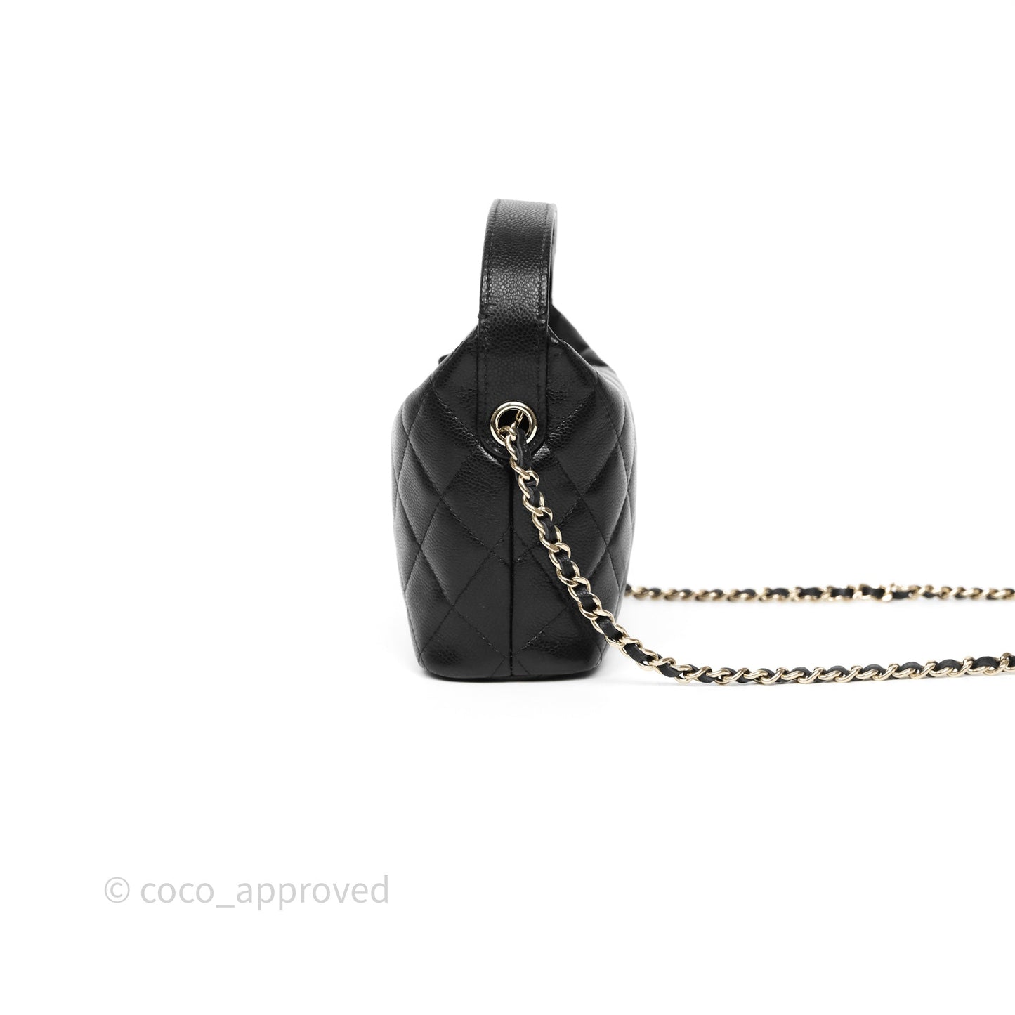 Chanel Quilted Hobo With Chain Black Caviar Gold Hardware