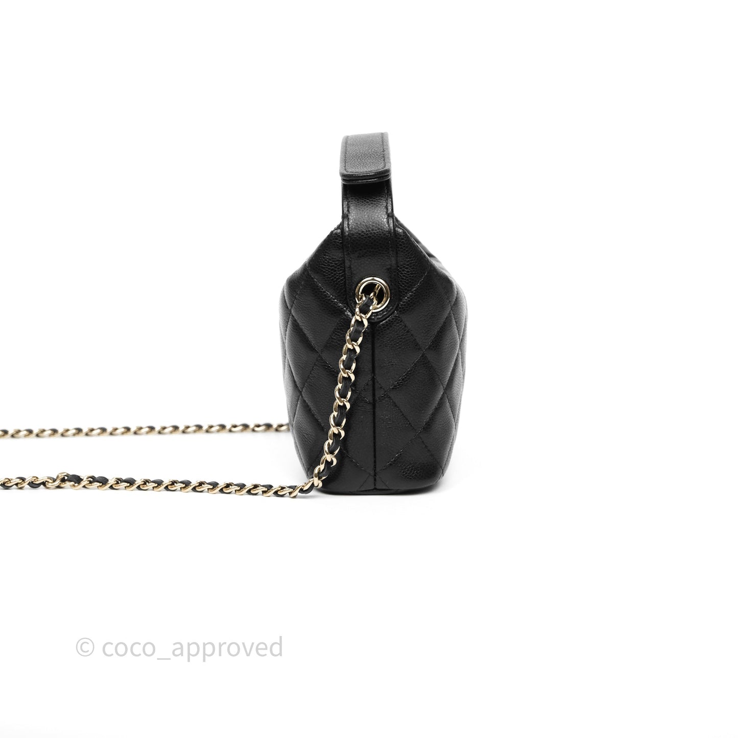Chanel Quilted Hobo With Chain Black Caviar Gold Hardware