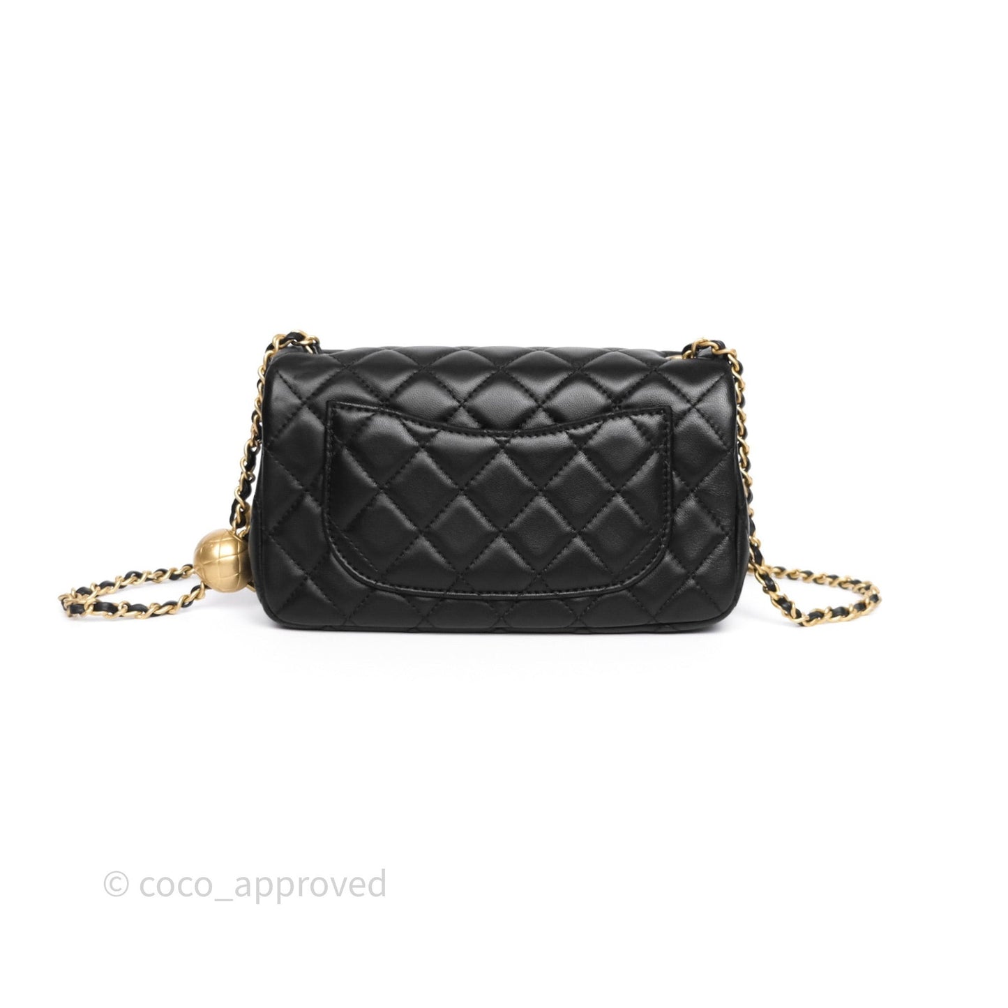 Chanel Mini Rectangular Pearl Crush Quilted Black Lambskin Aged Gold Hardware