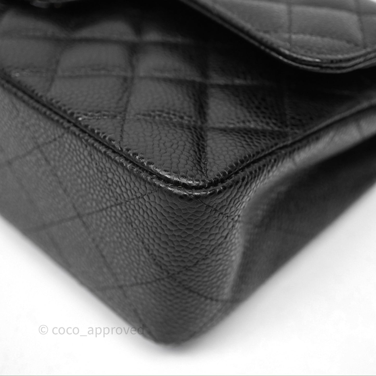Chanel Small Classic Flap Quilted Black Caviar Silver Hardware