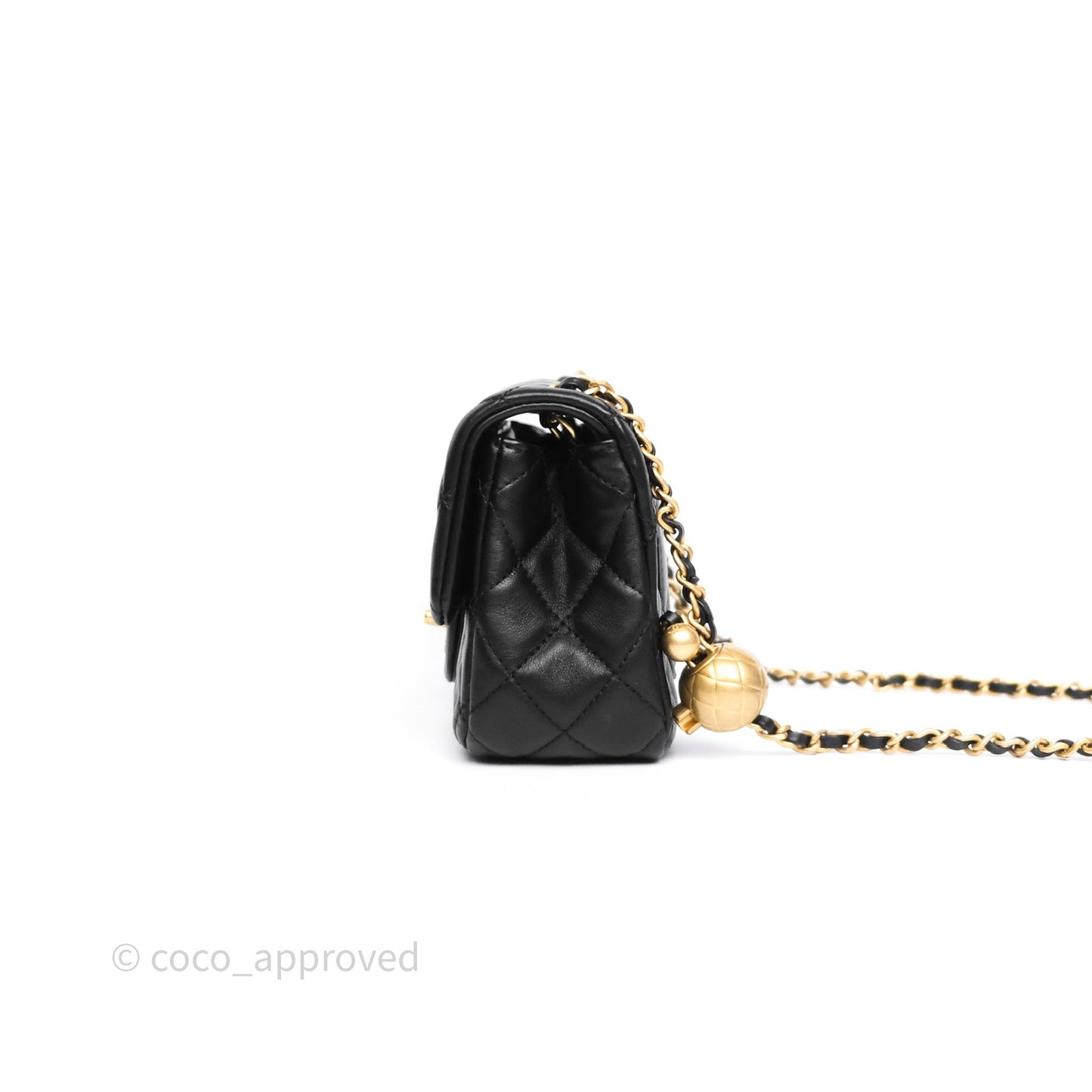 Chanel Mini Rectangular Pearl Crush Quilted Black Lambskin Aged Gold Hardware