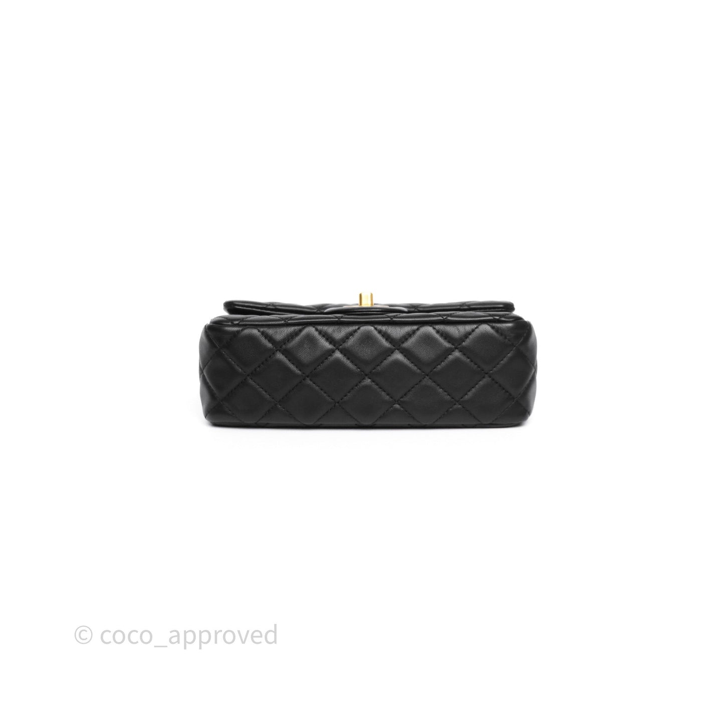 Chanel Mini Rectangular Pearl Crush Quilted Black Lambskin Aged Gold Hardware