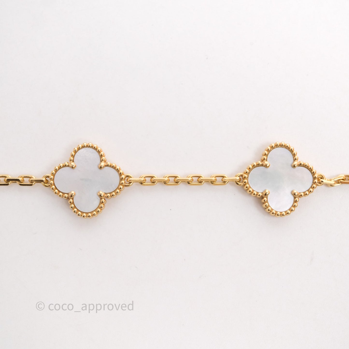 Van Cleef & Arpels Vintage Alhambra 5 Motifs White Yellow Gold Bracelet