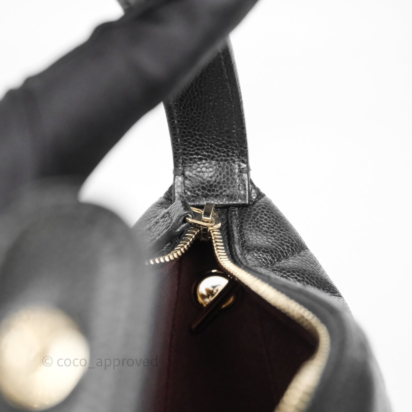 Chanel Quilted Hobo With Chain Black Caviar Gold Hardware