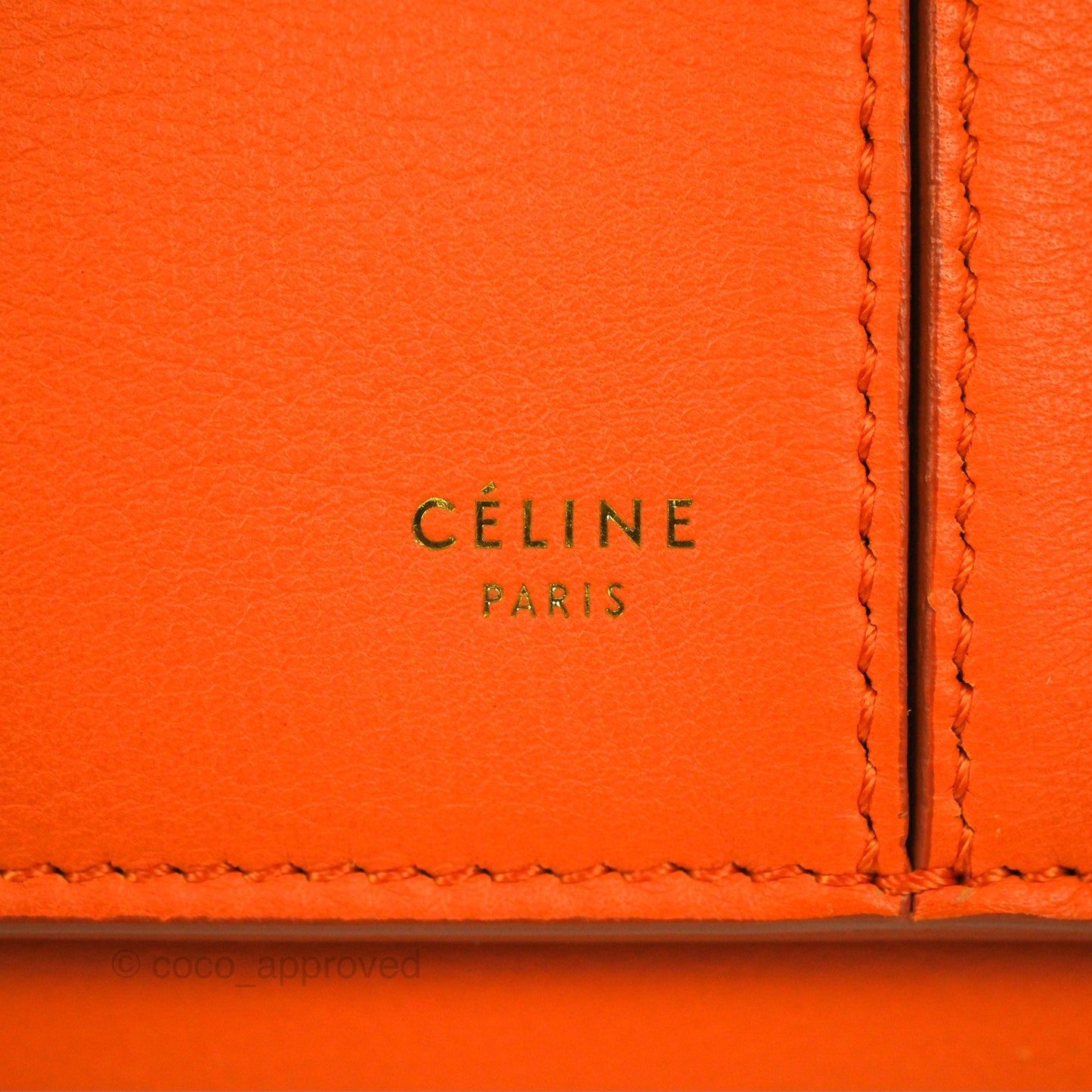 Celine Tri-Fold Clutch on Chain Orange Calfskin