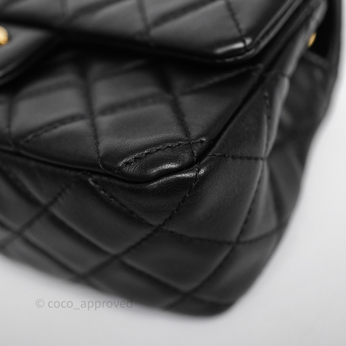 Chanel Mini Rectangular Pearl Crush Quilted Black Lambskin Aged Gold Hardware