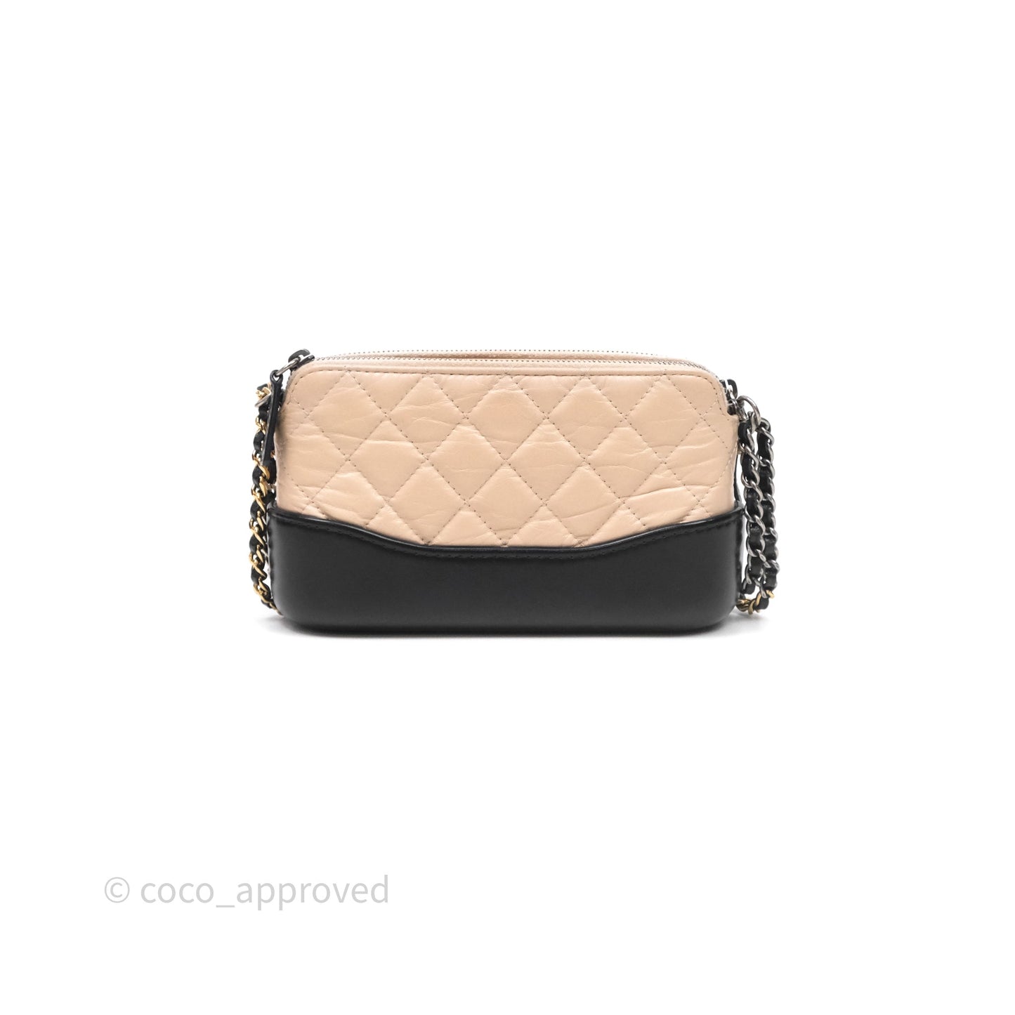 Chanel Gabrielle Clutch With Chain Aged Calfskin Black Beige Mixed Hardware