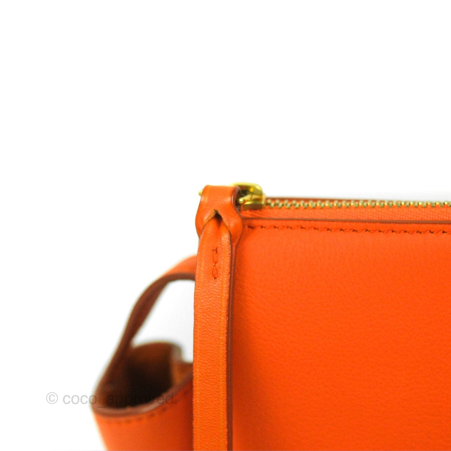 Celine Tri-Fold Clutch on Chain Orange Calfskin