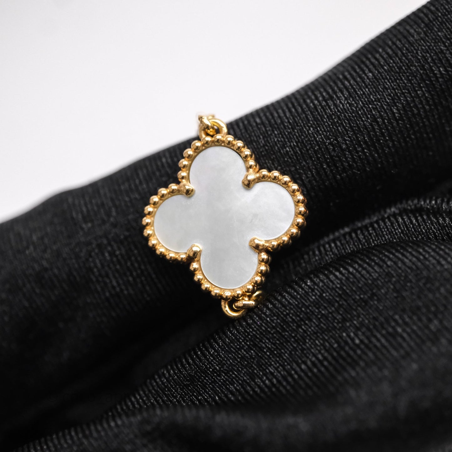 Van Cleef & Arpels Vintage Alhambra 5 Motifs White Yellow Gold Bracelet
