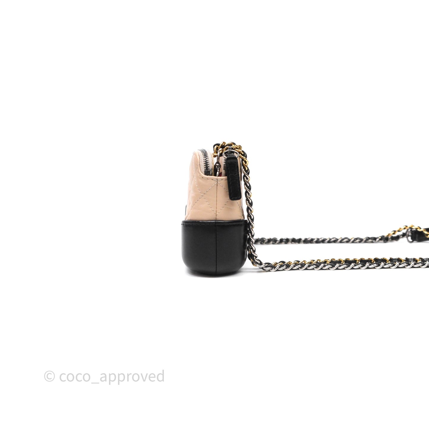 Chanel Gabrielle Clutch With Chain Aged Calfskin Black Beige Mixed Hardware
