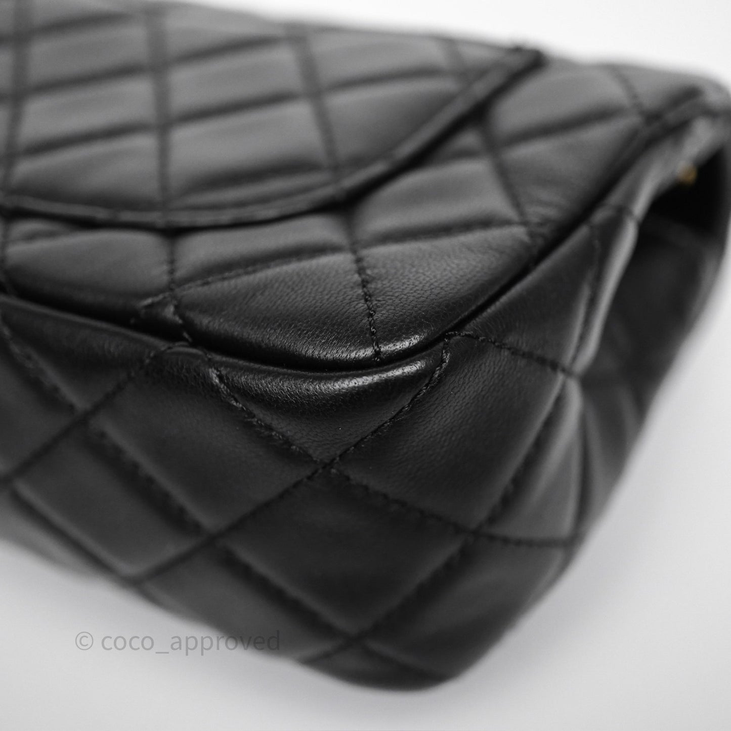 Chanel Mini Rectangular Pearl Crush Quilted Black Lambskin Aged Gold Hardware