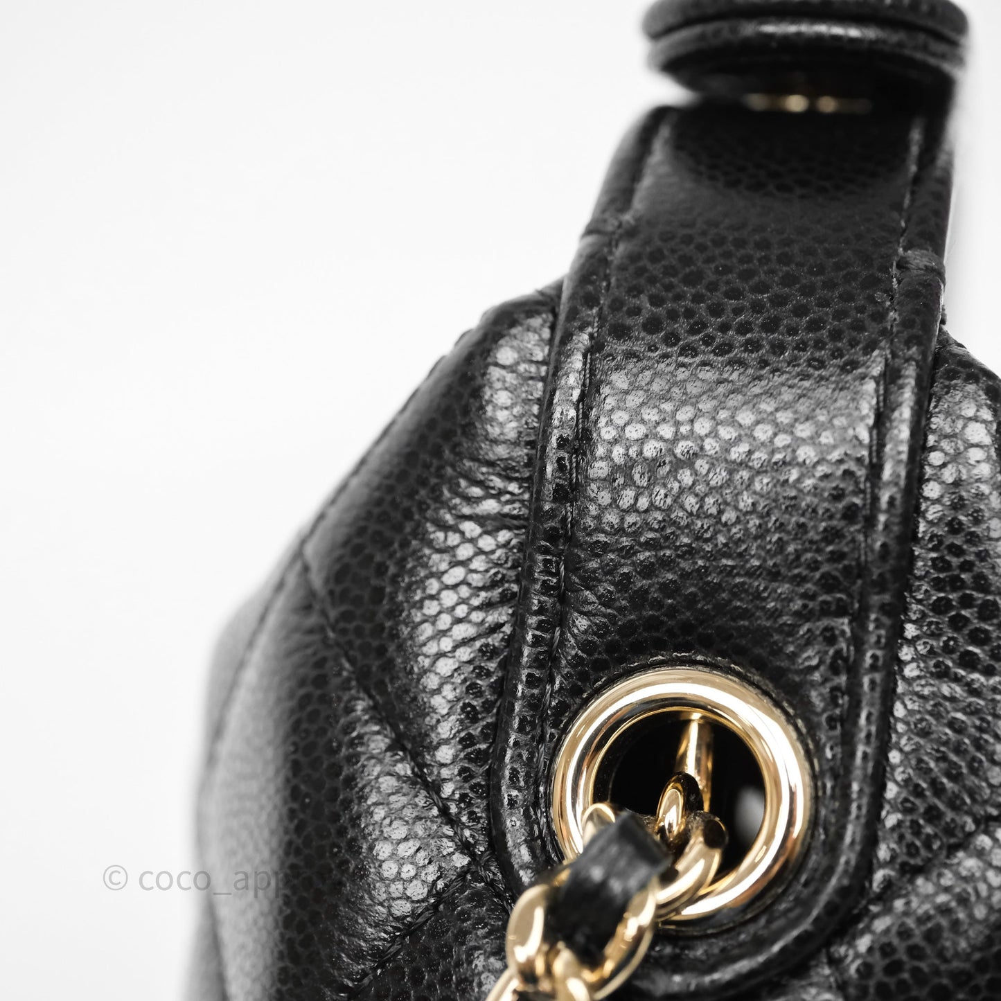 Chanel Quilted Hobo With Chain Black Caviar Gold Hardware
