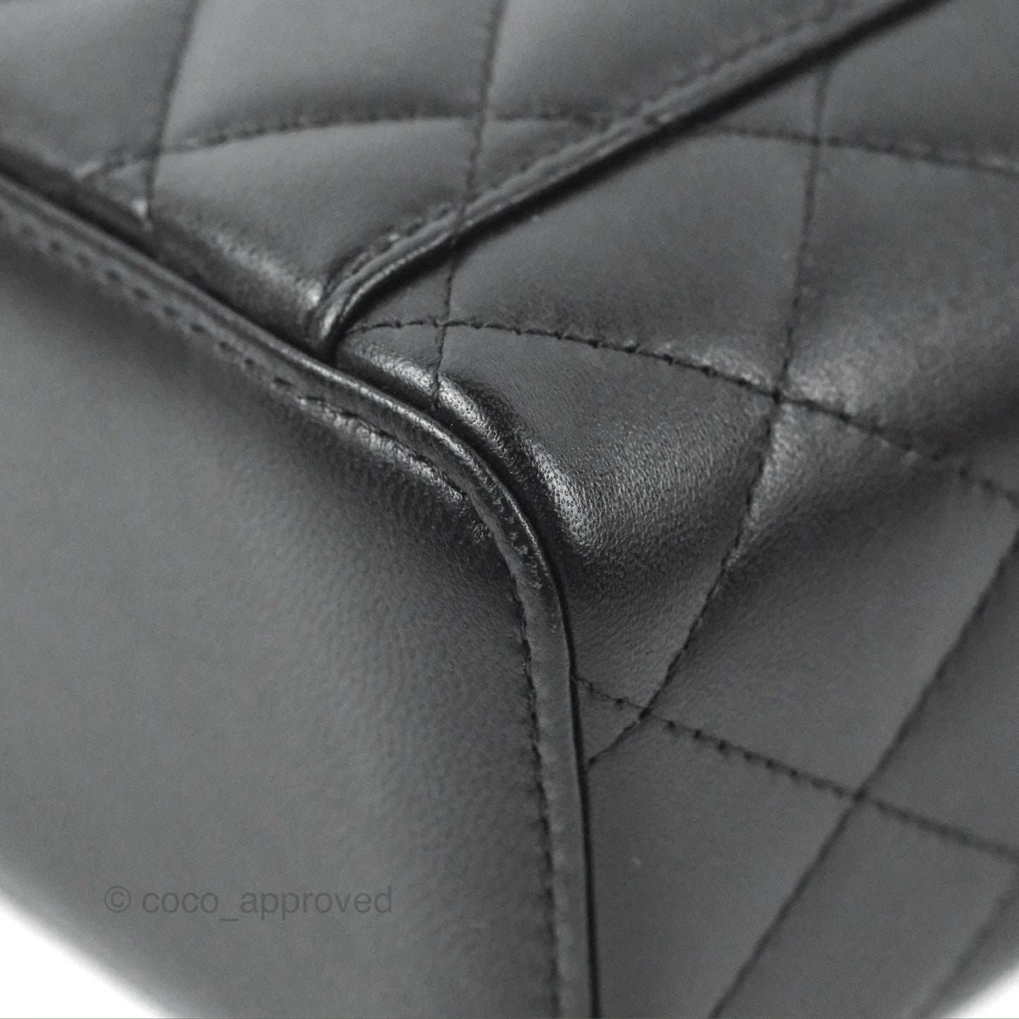 Chanel Vanity Rectangular Top Handle Black Lambskin Gold Hardware