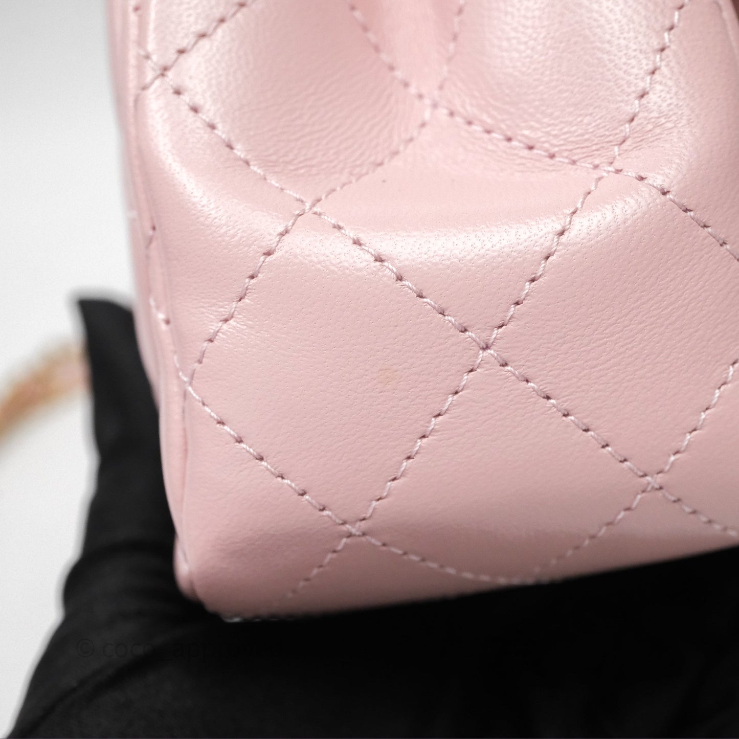 Chanel Pearl Crush Mini Square Quilted Dusty Pink Lambskin Aged Gold Hardware
