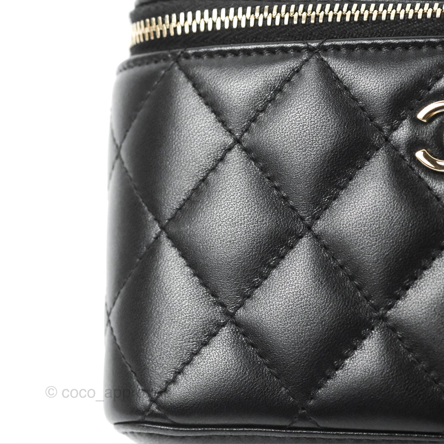 Chanel Vanity Rectangular Top Handle Black Lambskin Gold Hardware