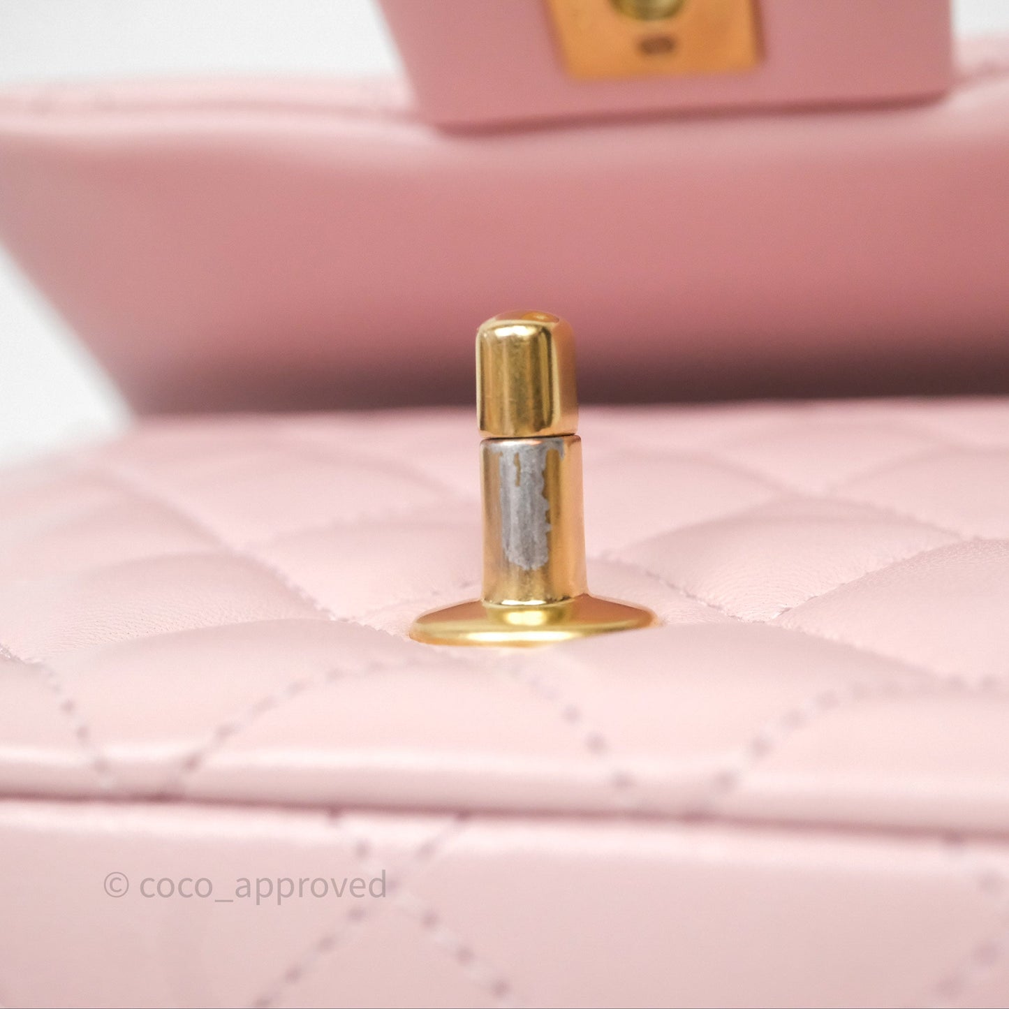 Chanel Pearl Crush Mini Square Quilted Dusty Pink Lambskin Aged Gold Hardware