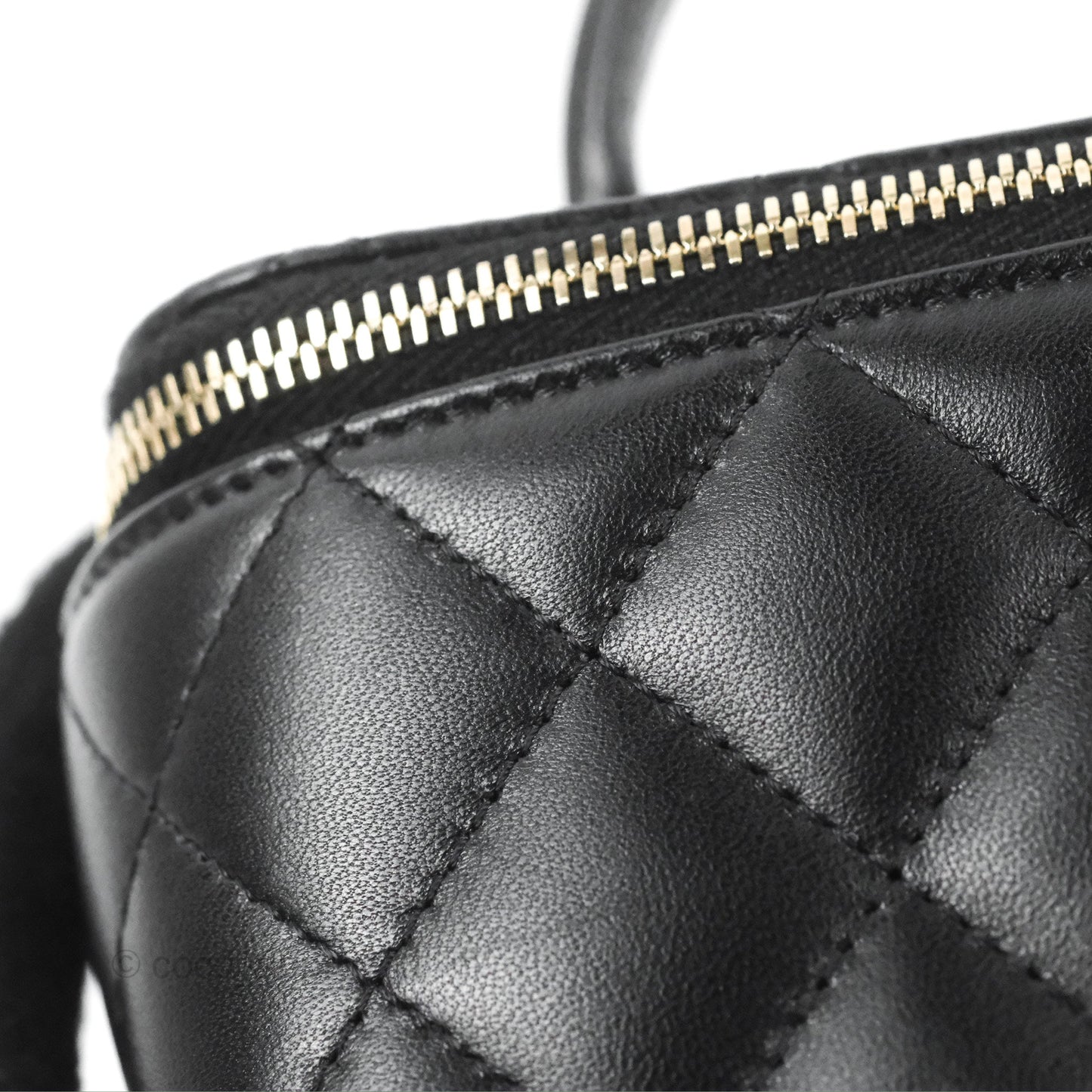 Chanel Vanity Rectangular Top Handle Black Lambskin Gold Hardware