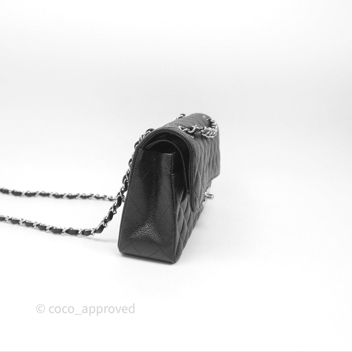 Chanel Small Classic Flap Quilted Black Caviar Silver Hardware