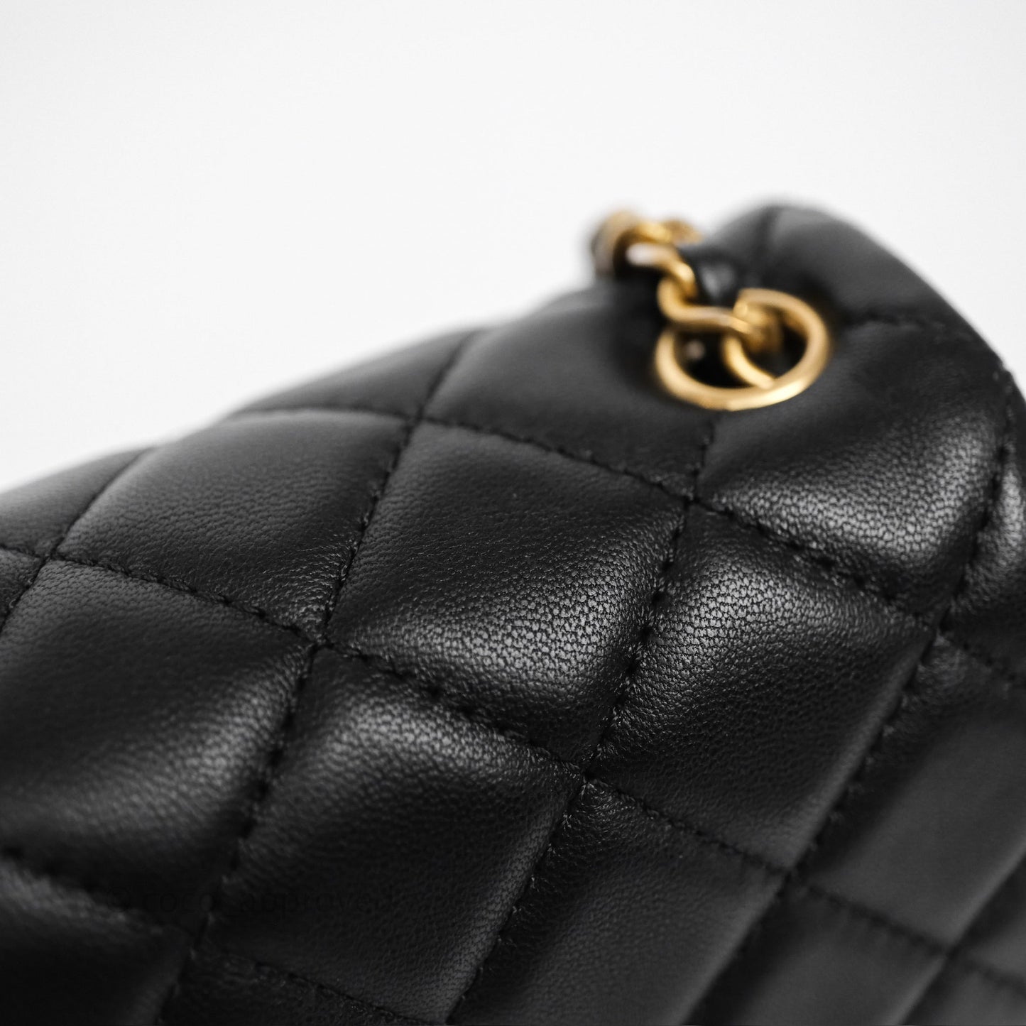 Chanel Mini Rectangular Pearl Crush Quilted Black Lambskin Aged Gold Hardware