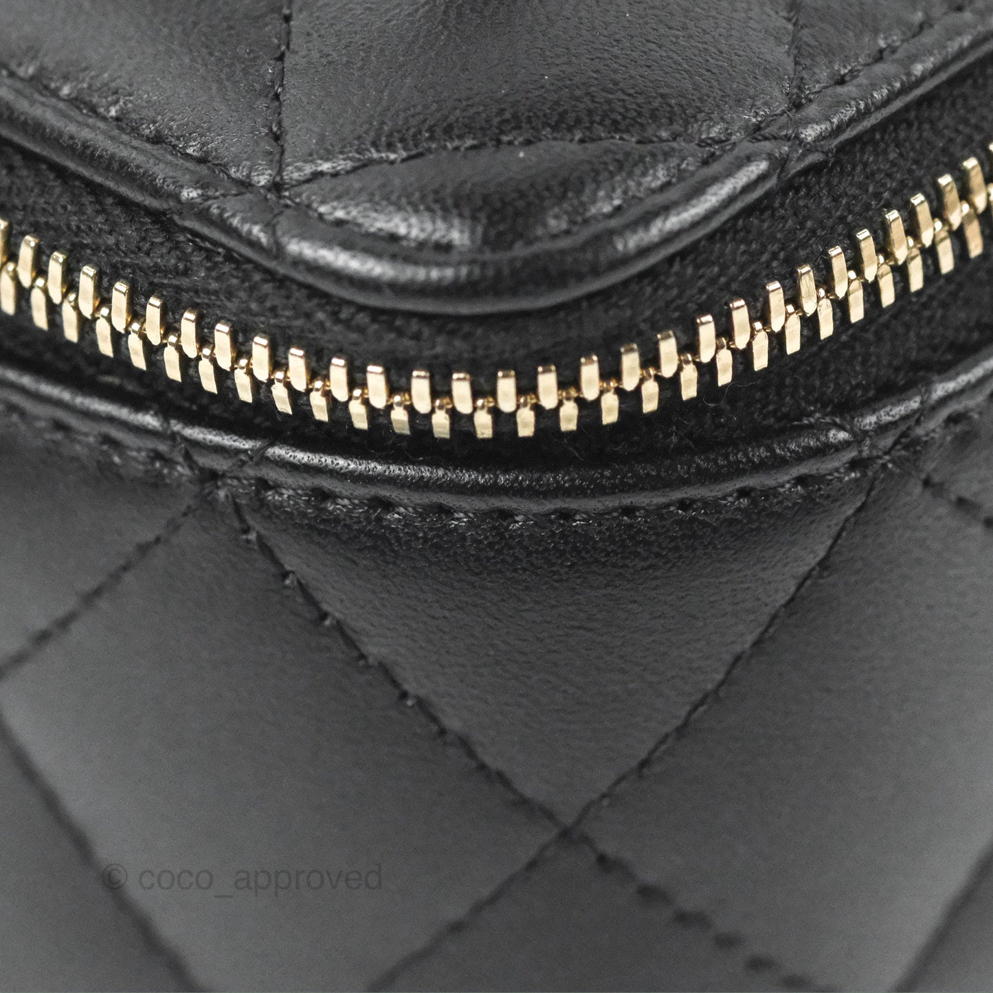 Chanel Vanity Rectangular Top Handle Black Lambskin Gold Hardware