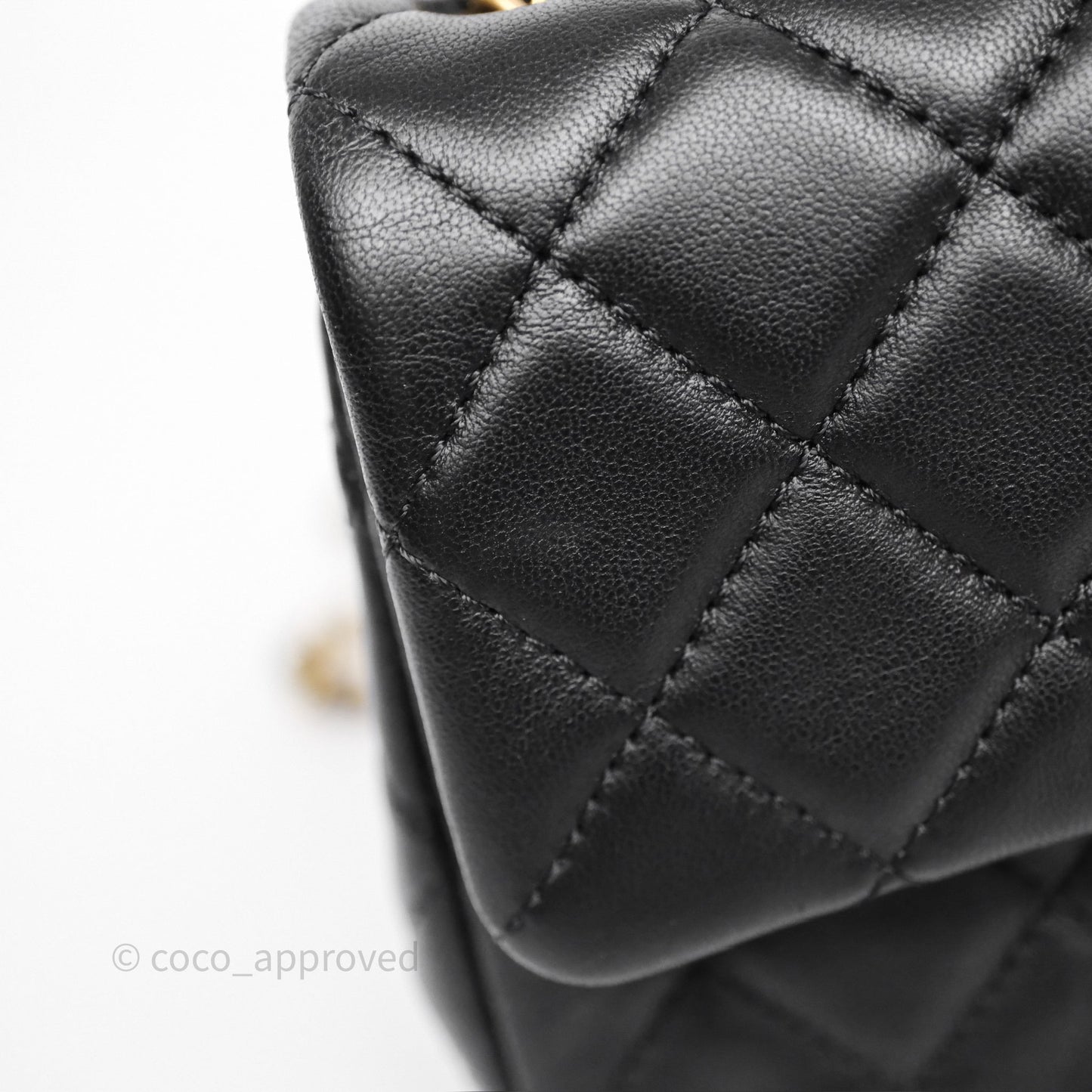 Chanel Mini Rectangular Pearl Crush Quilted Black Lambskin Aged Gold Hardware