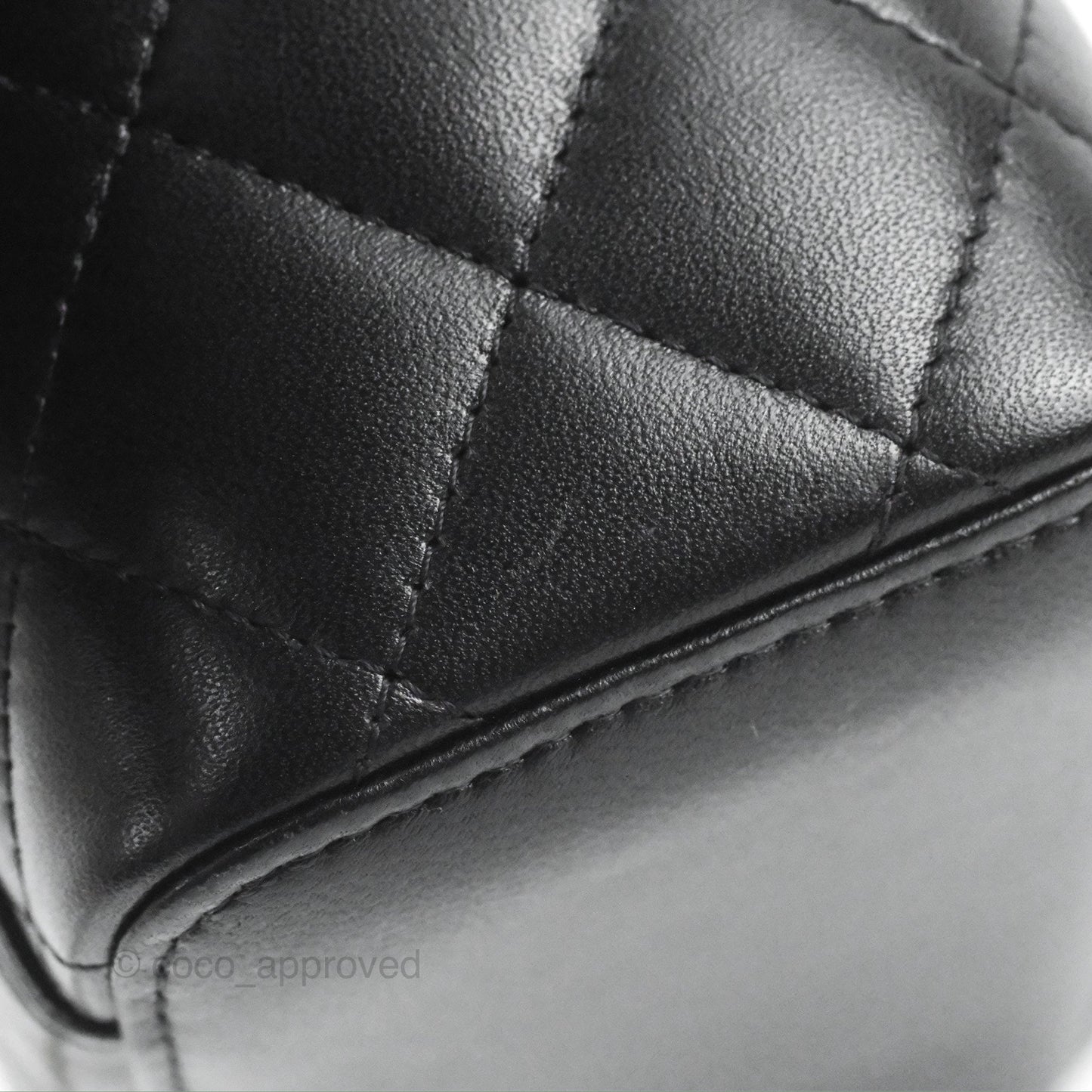Chanel Vanity Rectangular Top Handle Black Lambskin Gold Hardware