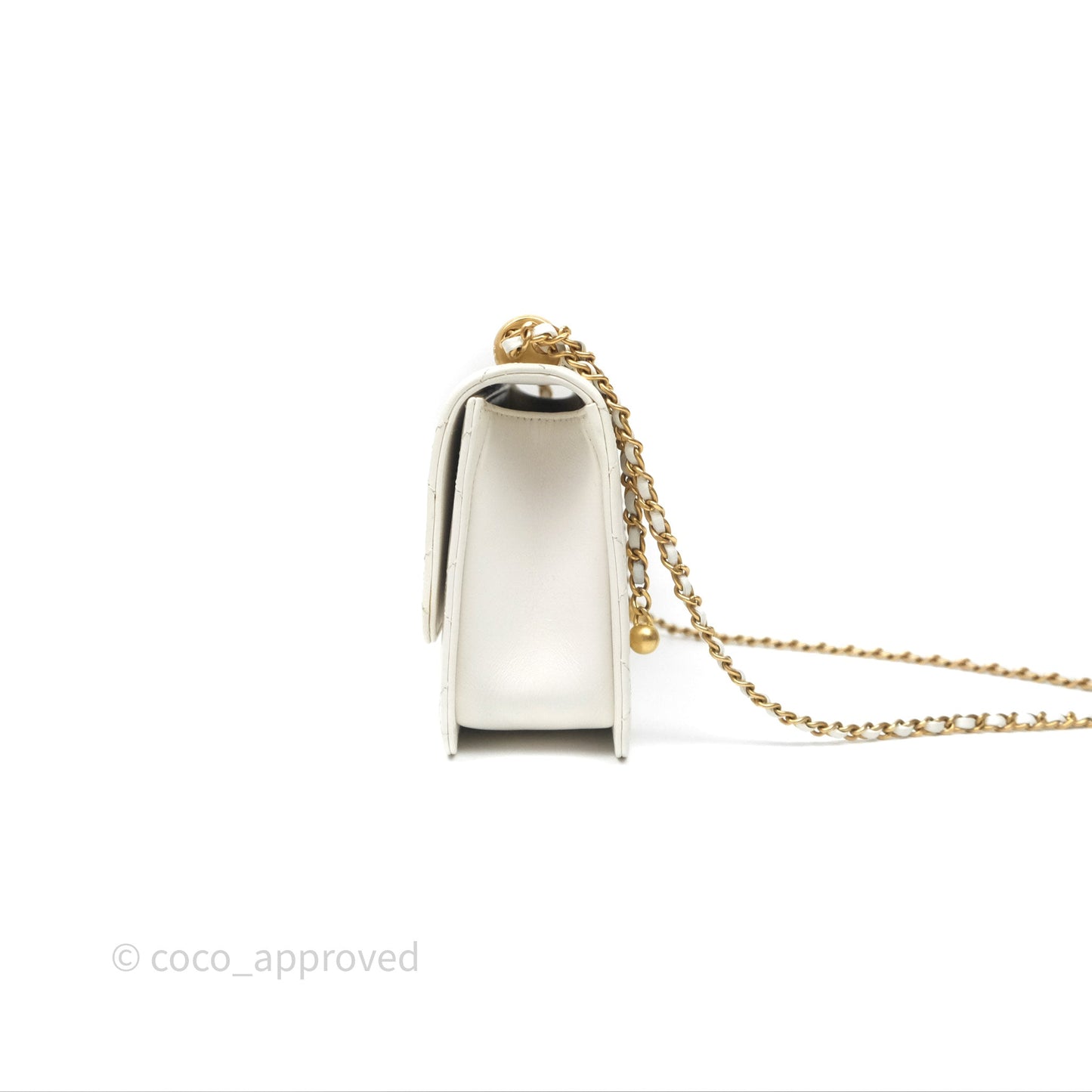 Chanel Quilted Perfect Fit Adjustable White Calfskin Gold Hardware
