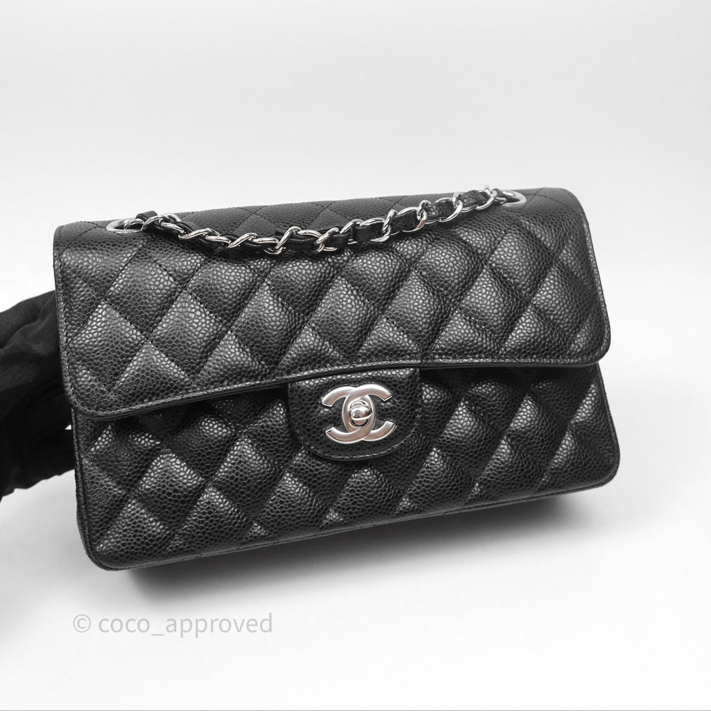 Chanel Small Classic Flap Quilted Black Caviar Silver Hardware