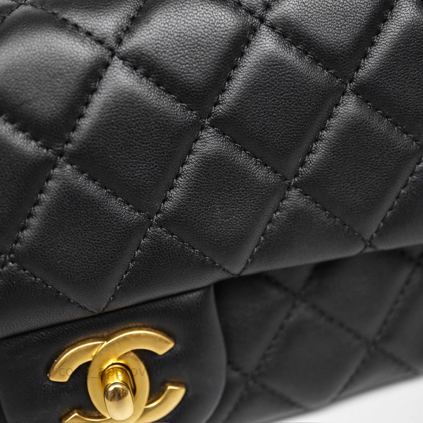 Chanel Mini Rectangular Pearl Crush Quilted Black Lambskin Aged Gold Hardware
