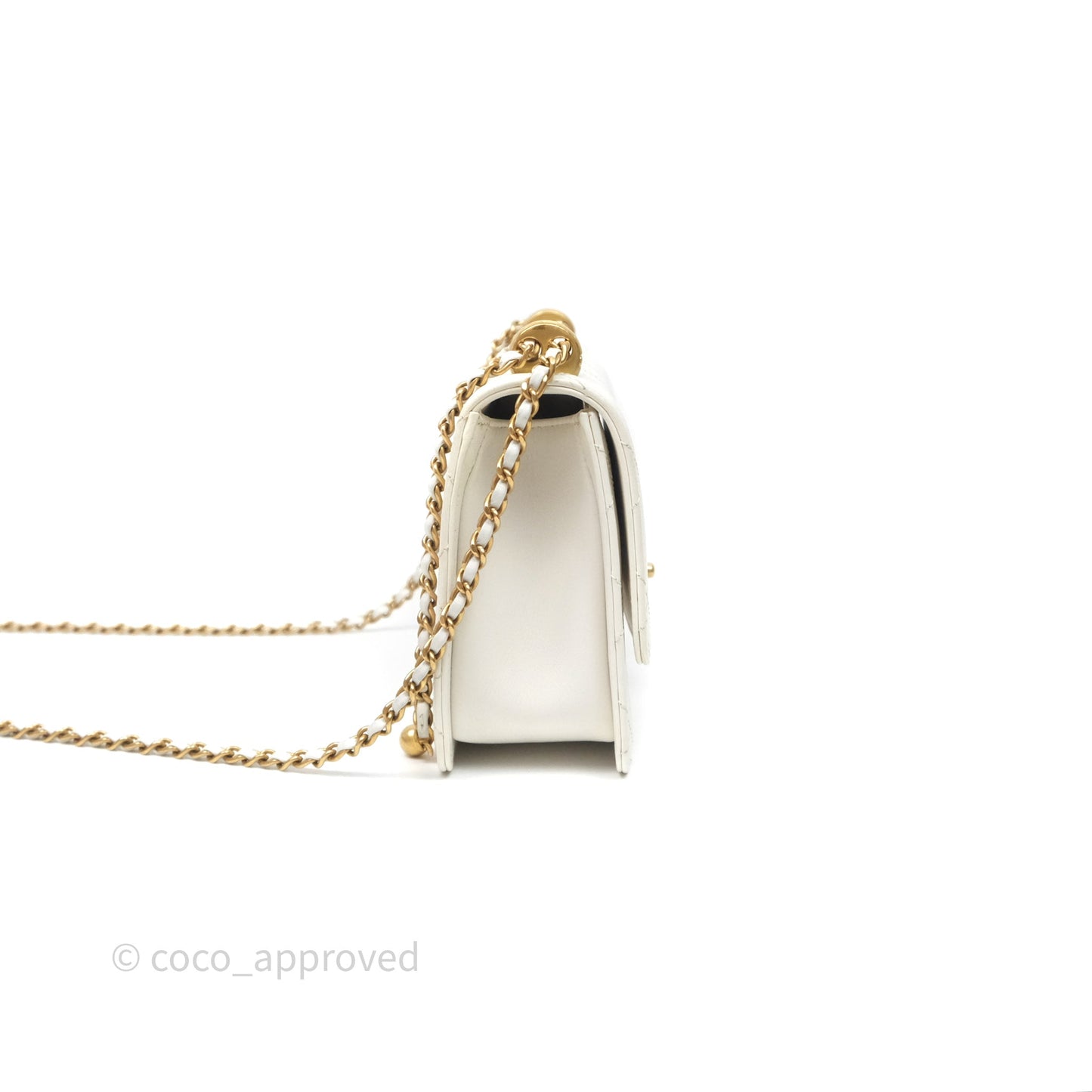 Chanel Quilted Perfect Fit Adjustable White Calfskin Gold Hardware