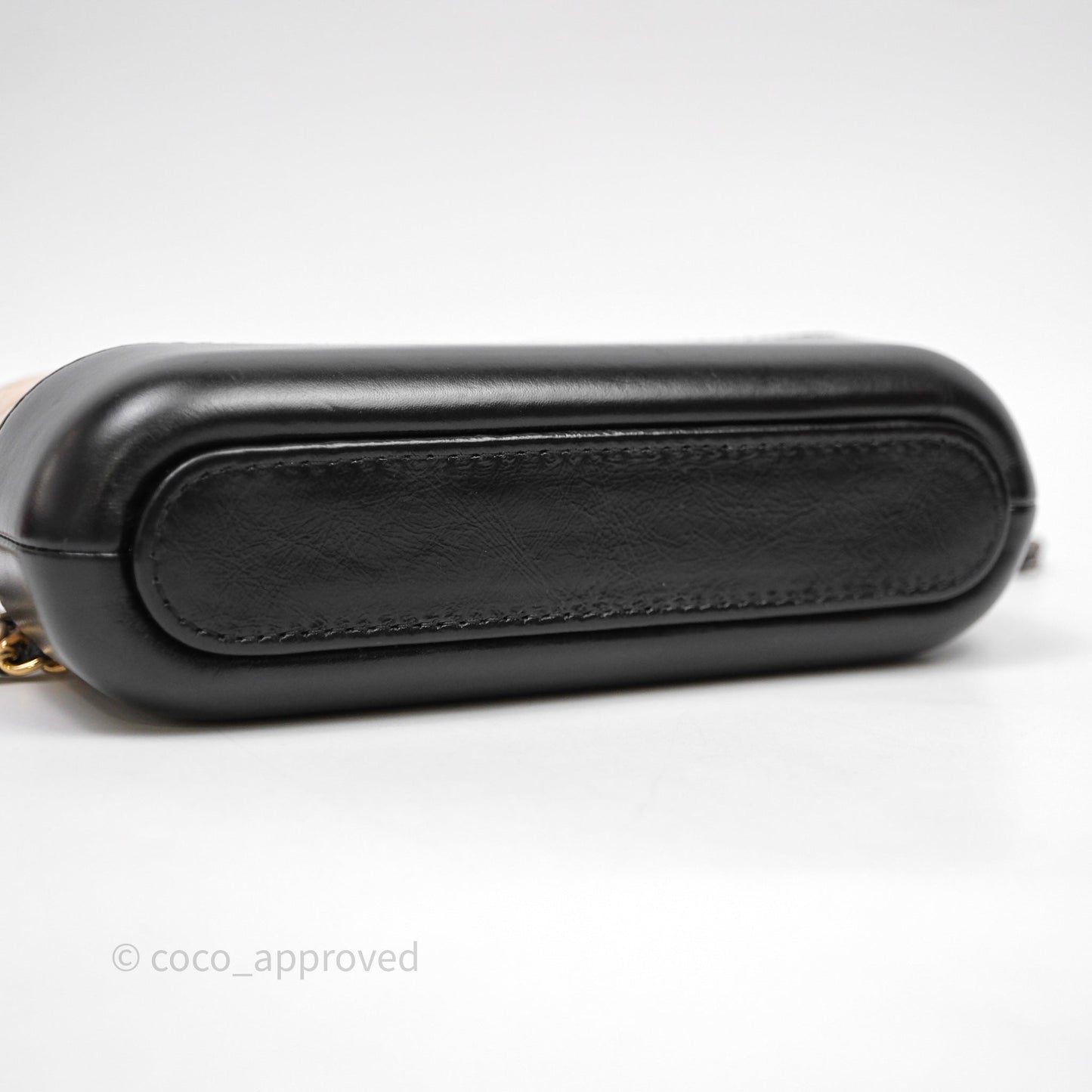 Chanel Gabrielle Clutch With Chain Aged Calfskin Black Beige Mixed Hardware