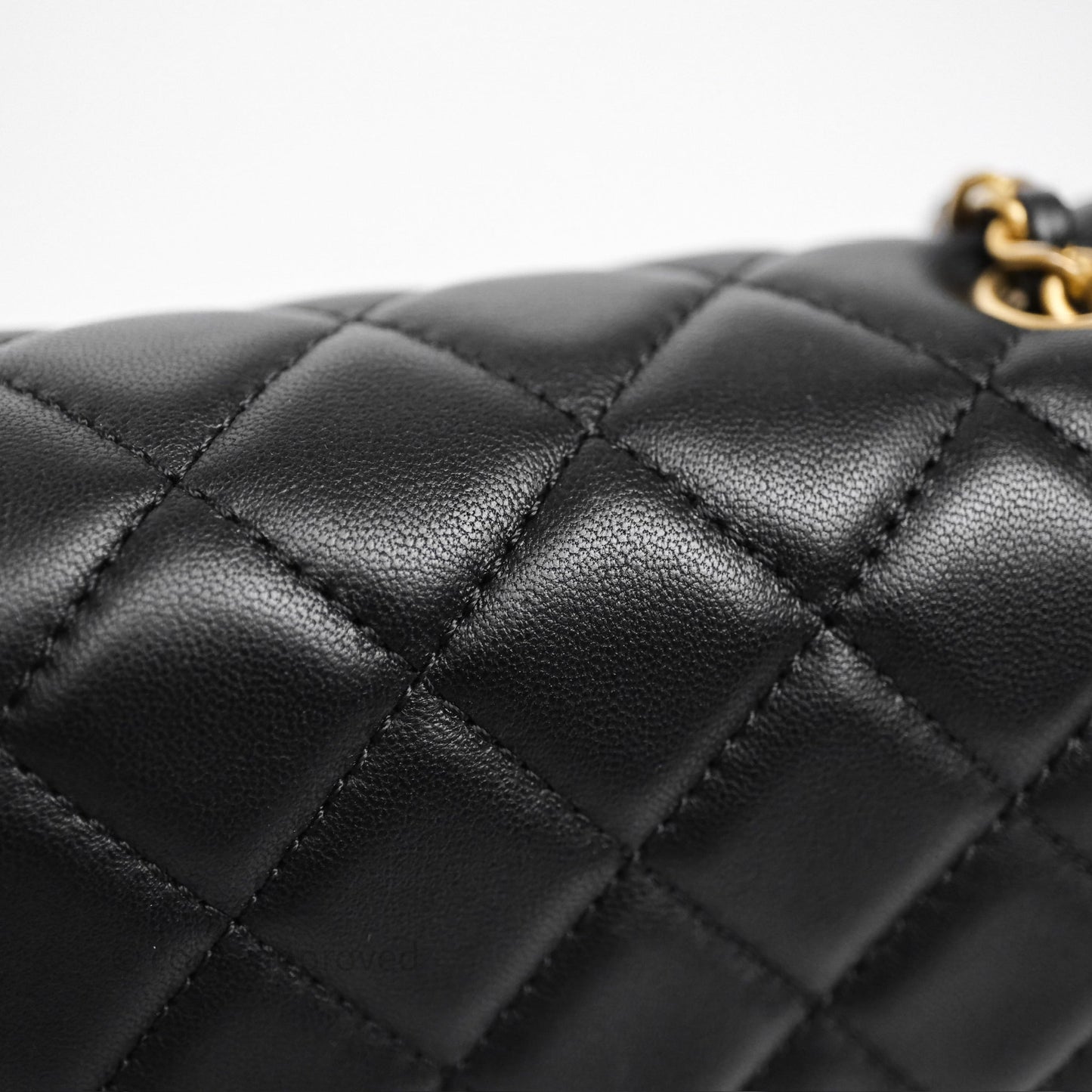Chanel Mini Rectangular Pearl Crush Quilted Black Lambskin Aged Gold Hardware