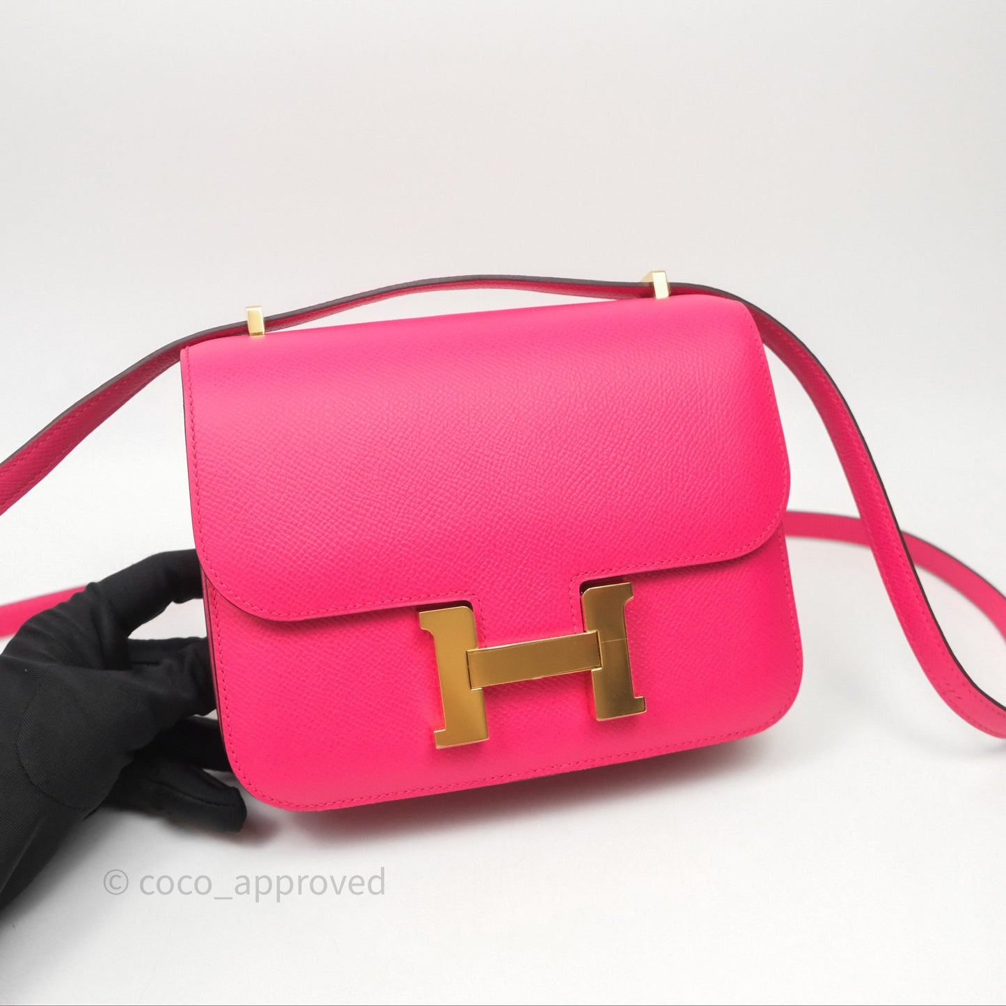 Hermès Constance Mini 18cm Rose Extreme I6 Epsom Gold Hardware
