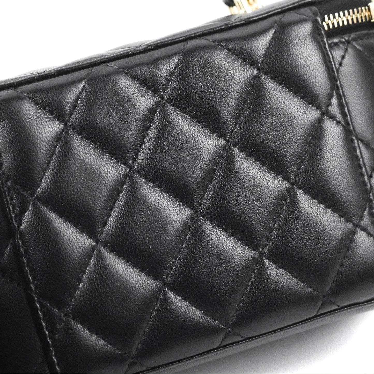 Chanel Vanity Rectangular Top Handle Black Lambskin Gold Hardware