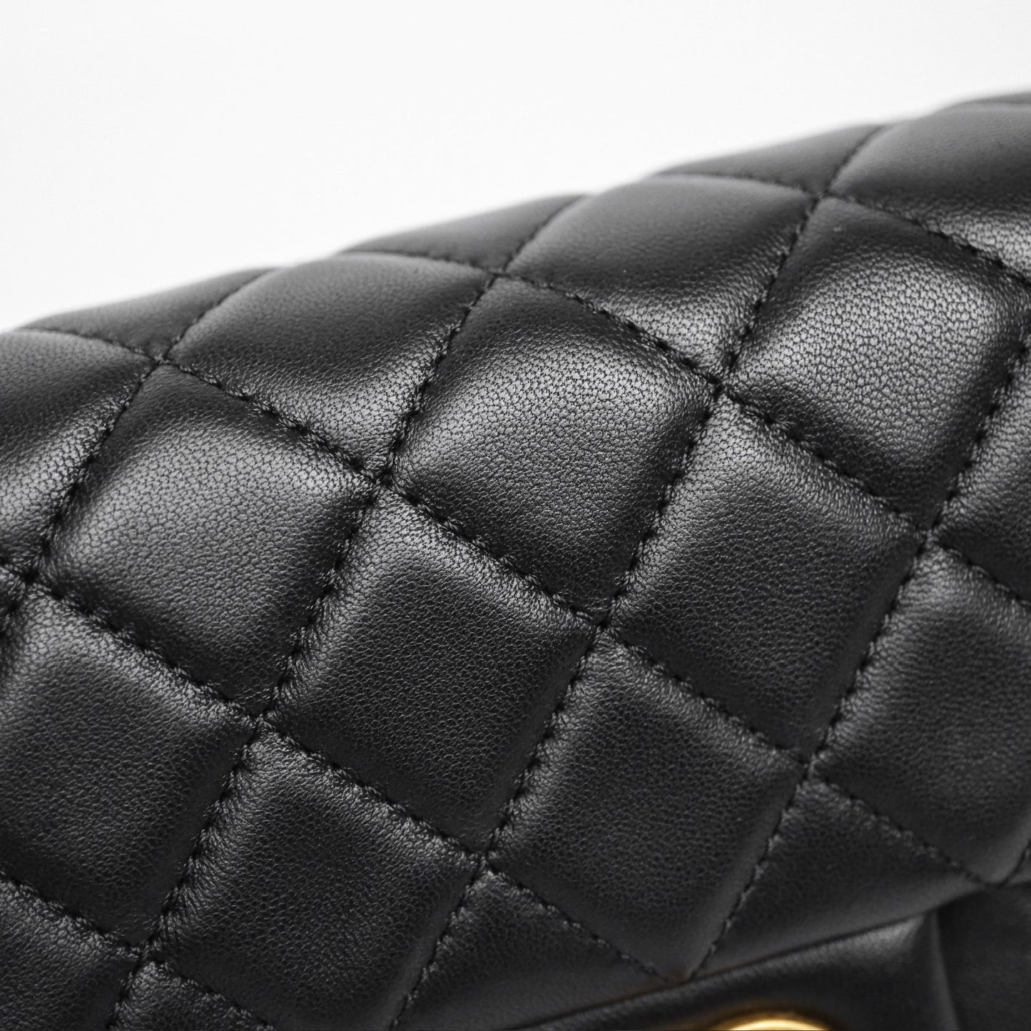 Chanel Mini Rectangular Pearl Crush Quilted Black Lambskin Aged Gold Hardware