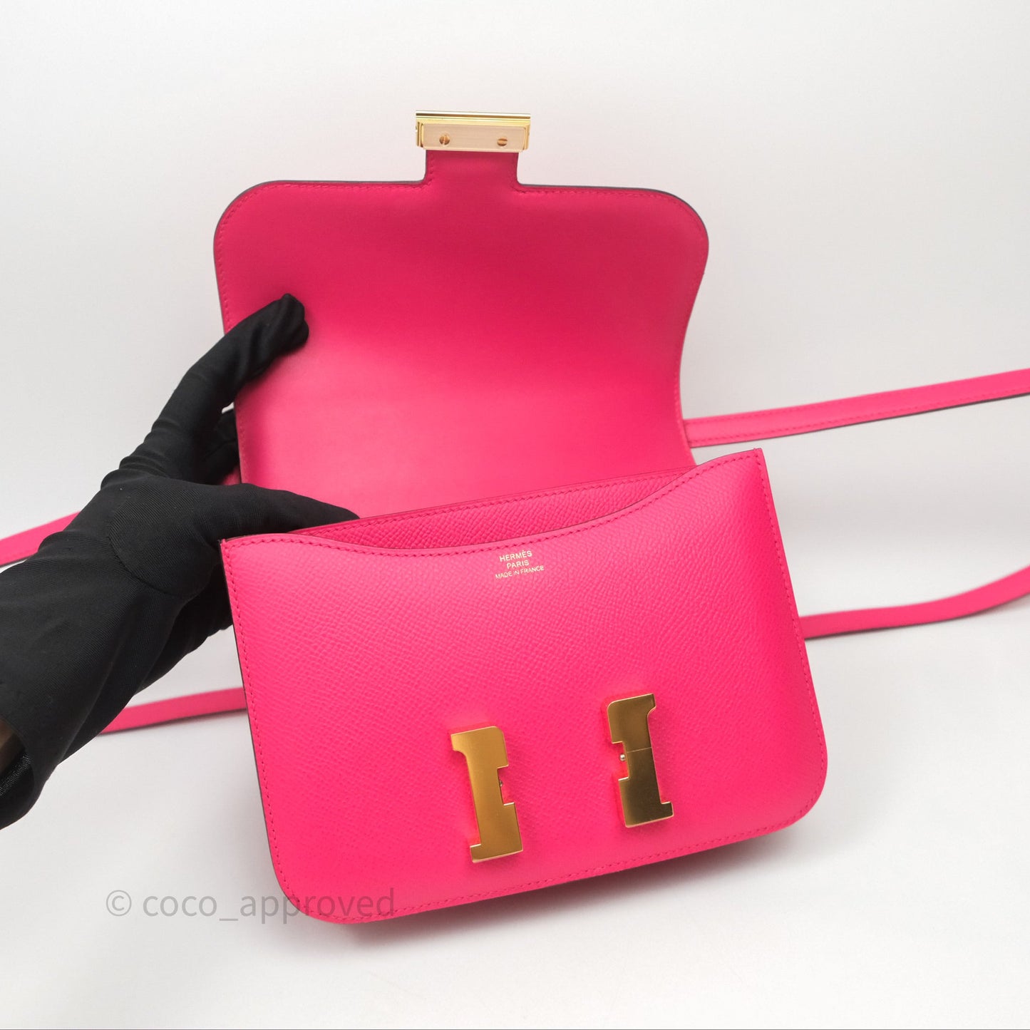 Hermès Constance Mini 18cm Rose Extreme I6 Epsom Gold Hardware