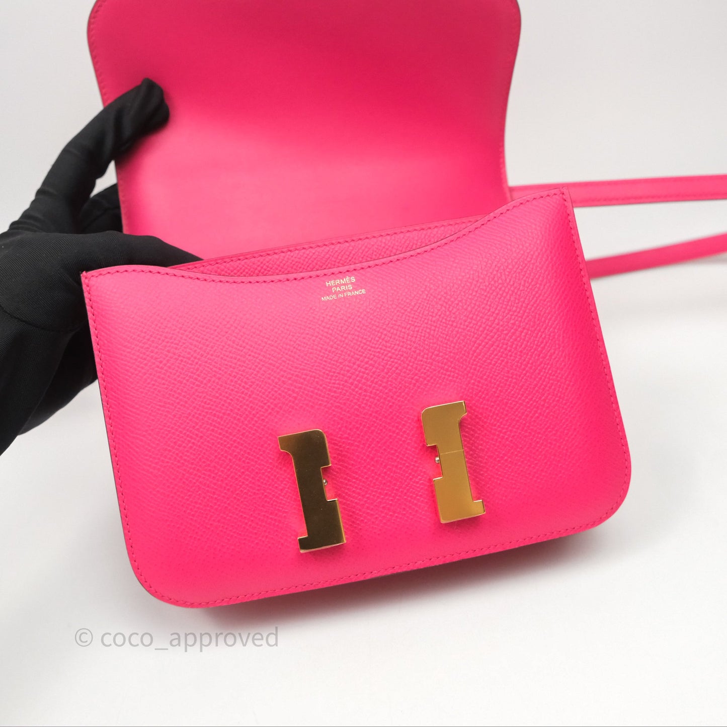 Hermès Constance Mini 18cm Rose Extreme I6 Epsom Gold Hardware