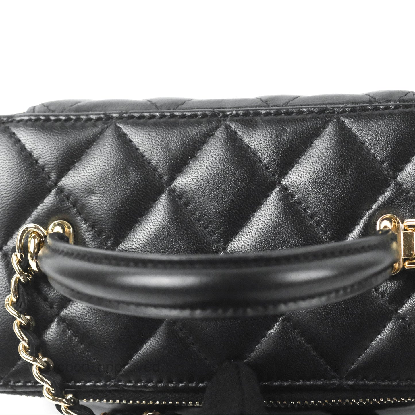 Chanel Vanity Rectangular Top Handle Black Lambskin Gold Hardware