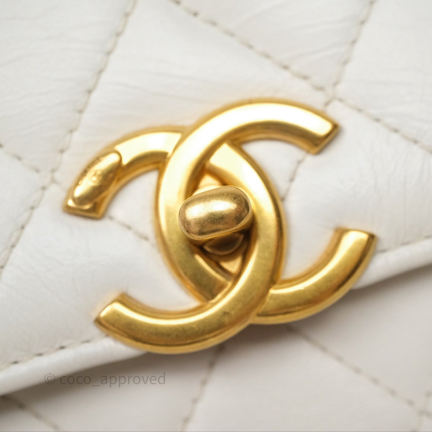 Chanel Quilted Perfect Fit Adjustable White Calfskin Gold Hardware