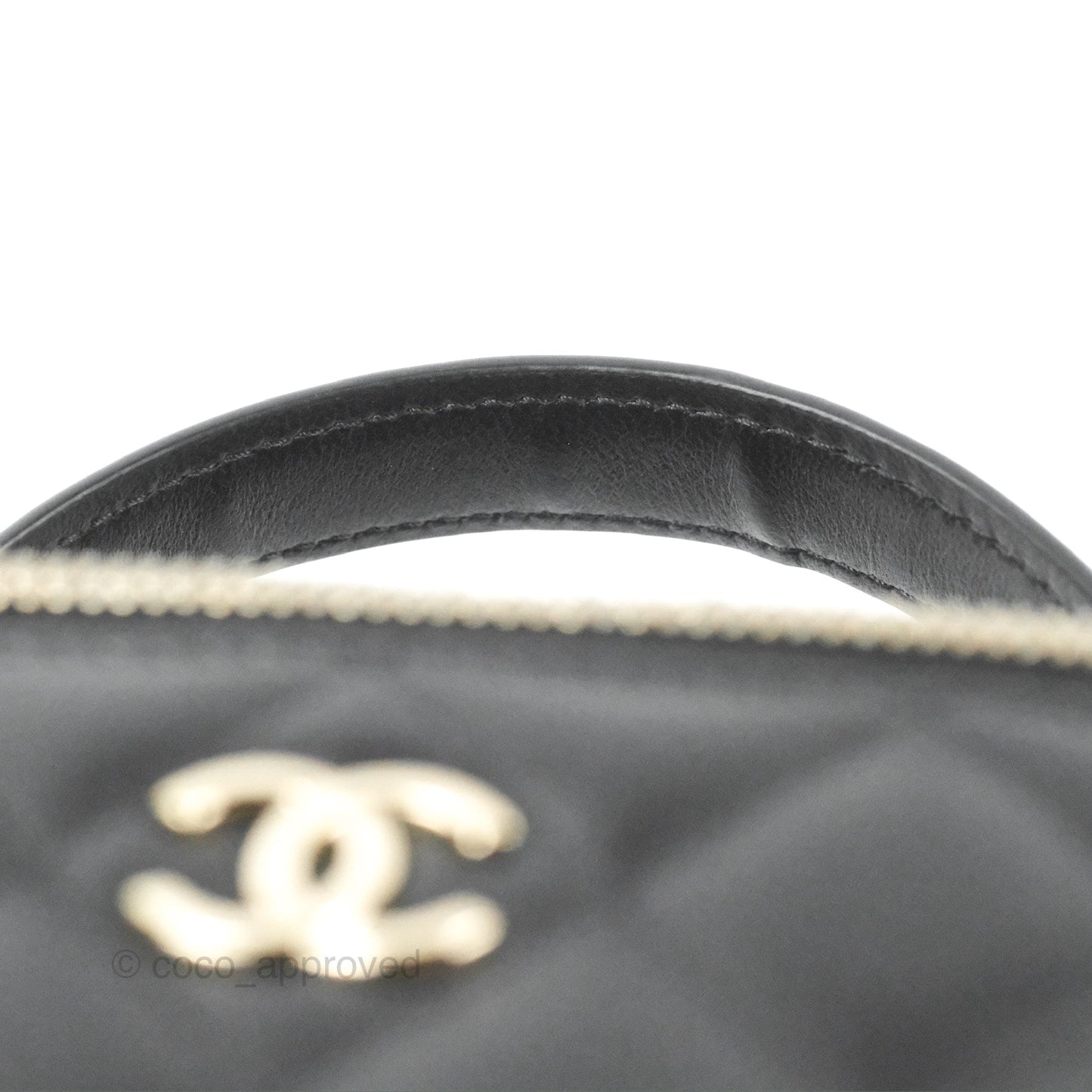 Chanel Vanity Rectangular Top Handle Black Lambskin Gold Hardware