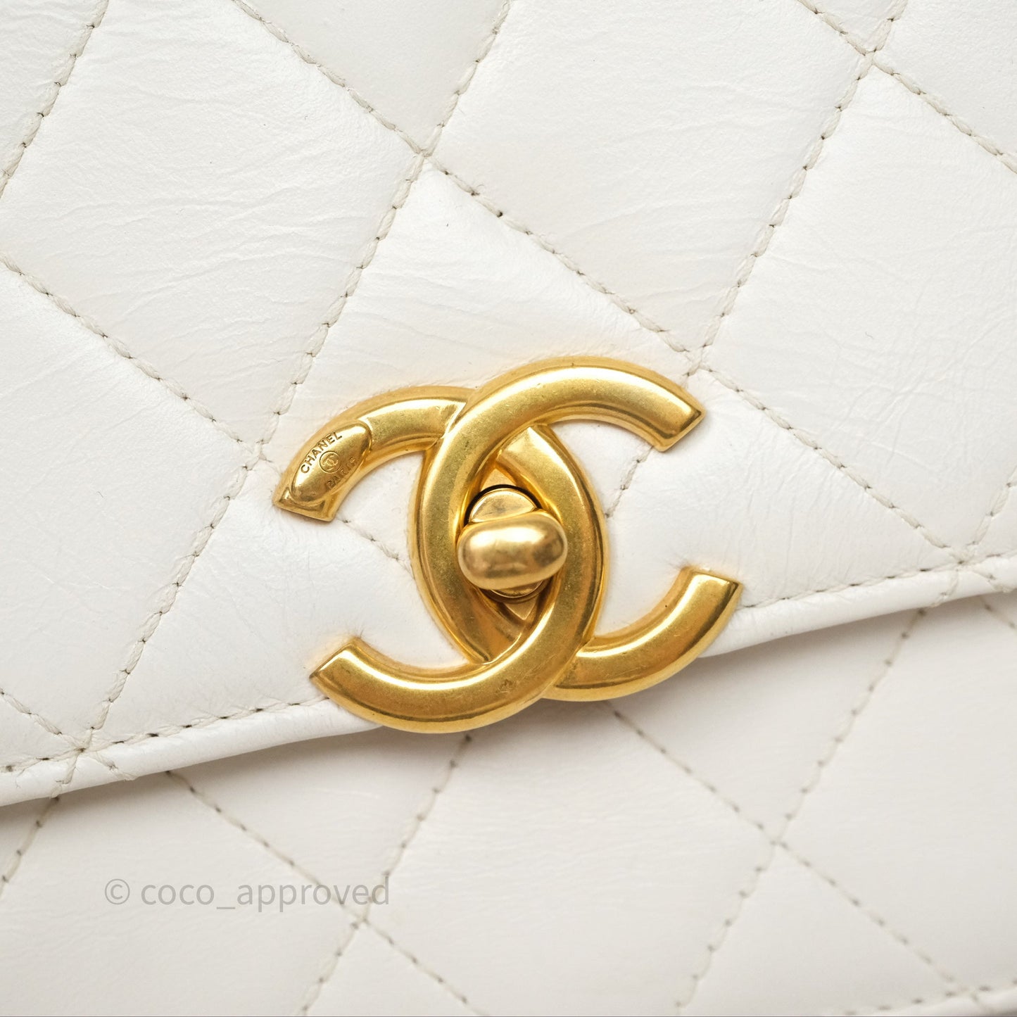 Chanel Quilted Perfect Fit Adjustable White Calfskin Gold Hardware